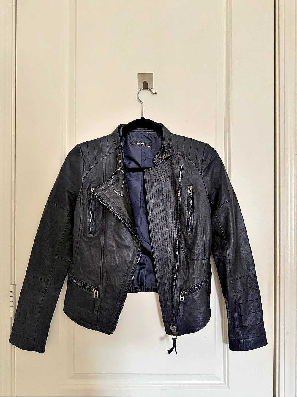 Black Leather-Style Moto Jacket